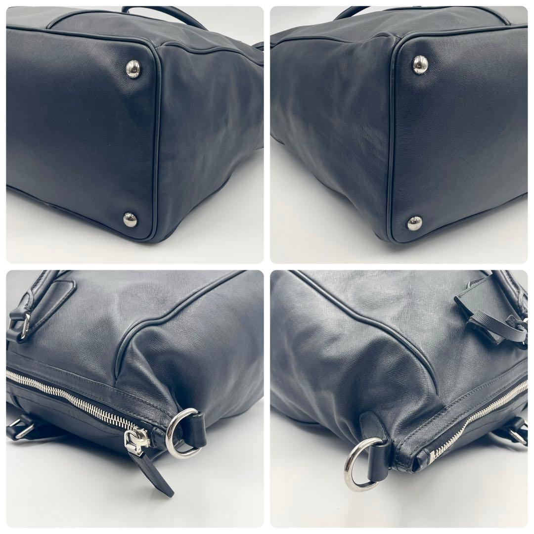 【美品】PRADAサフィアーノ ソフト ガレリア 三角ロゴ トートバッグ2way