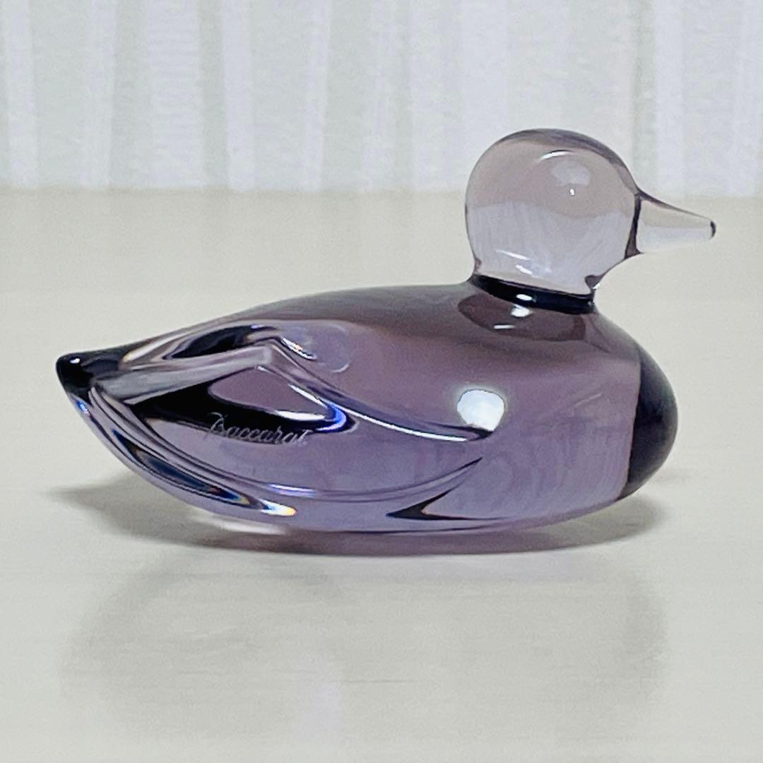 Baccarat バカラ アヒル 鳥 置物 クリスタル フィギュリン パープル
