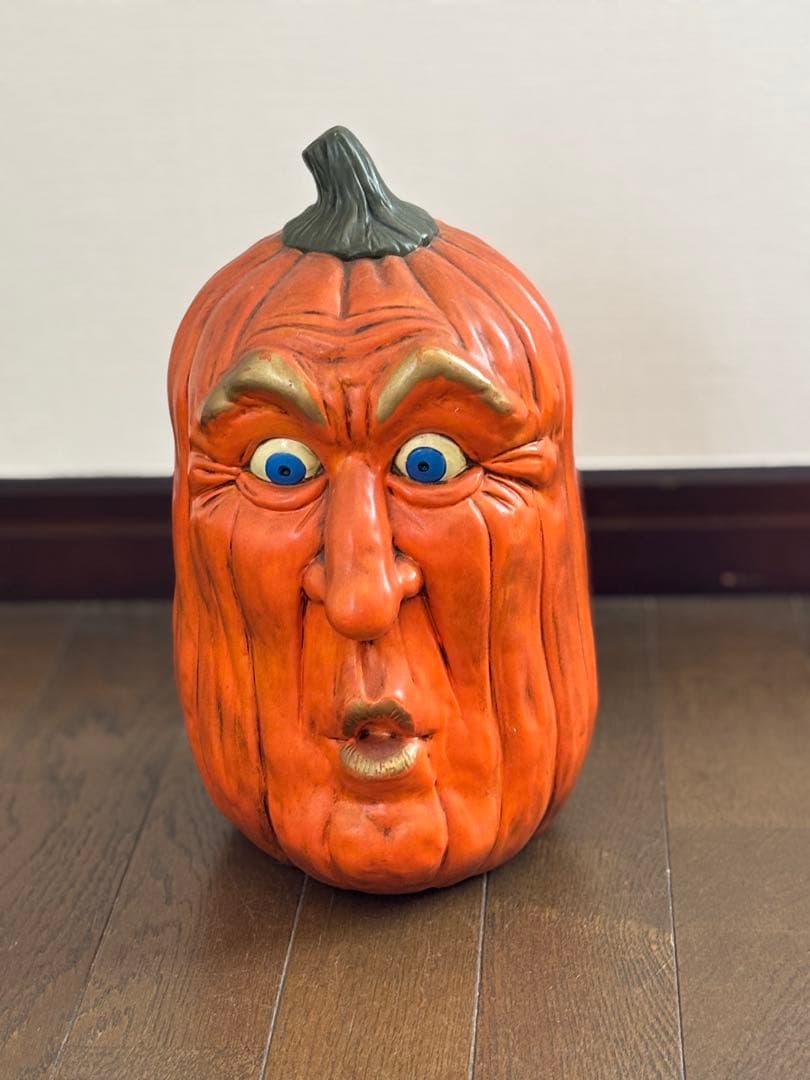 ハロウィン大きなかぼちゃ3体セット　陶器置物