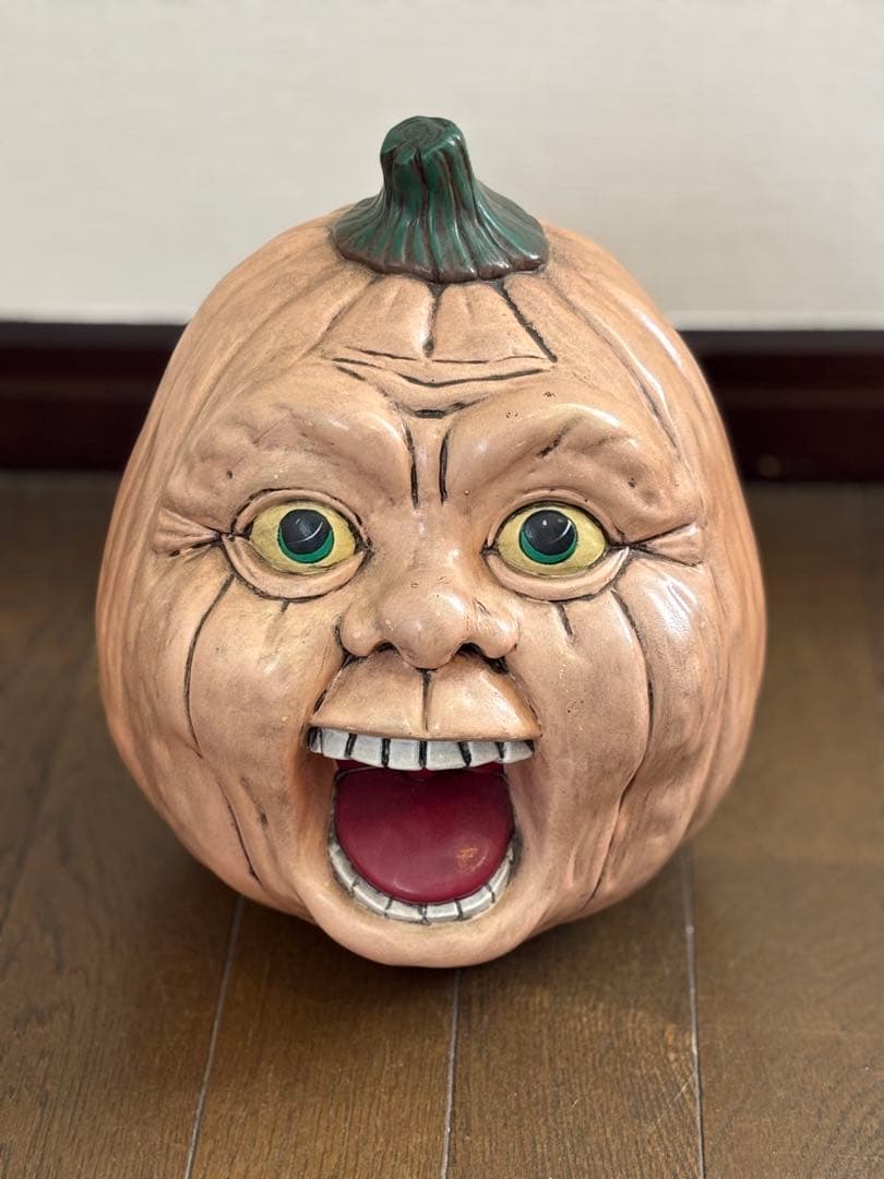 ハロウィン大きなかぼちゃ3体セット　陶器置物