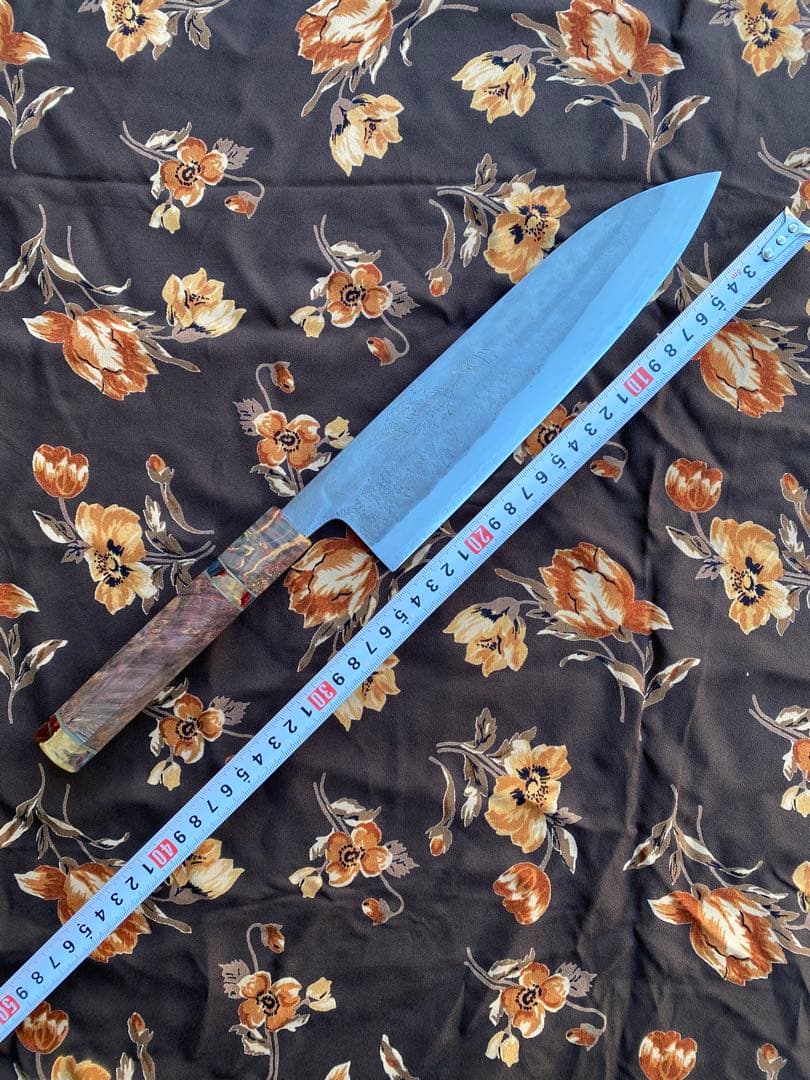 三浦刃物 青二鋼 梨地 牛刀240mm スタビイライズウッド柄