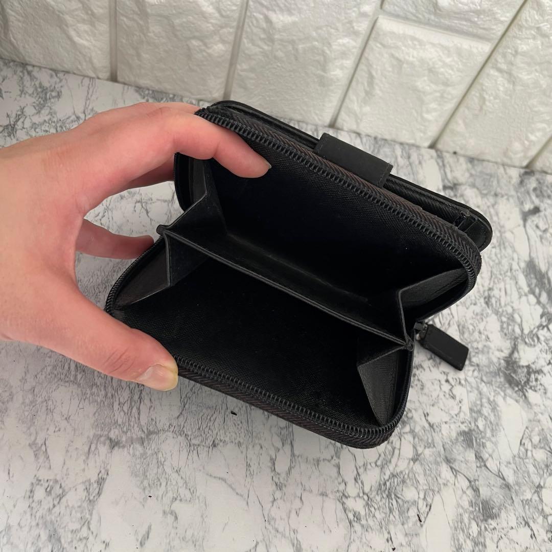 PRADA プラダ 三角プレート ナイロン×サフィアーノ ミニ財布 二つ折り財布