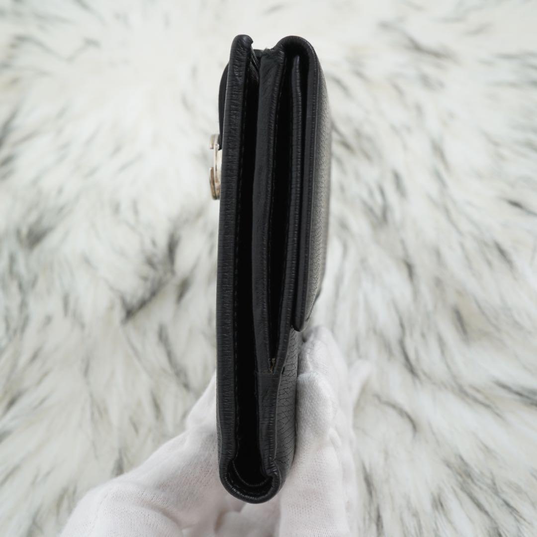 未使用品　箱付き　GUCCI グッチ　二つ折り財布　レザー　ロゴグラム　ブラック
