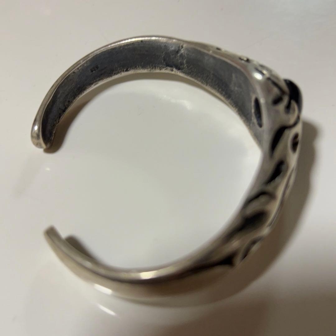 シルバー925 オニキス　トライバルバングル