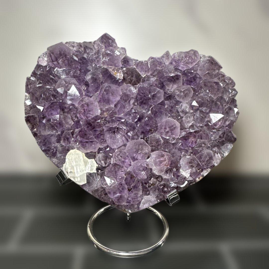 高品質◆1.2kg アメジスト ハート型クラスター◆一点物 天然石
