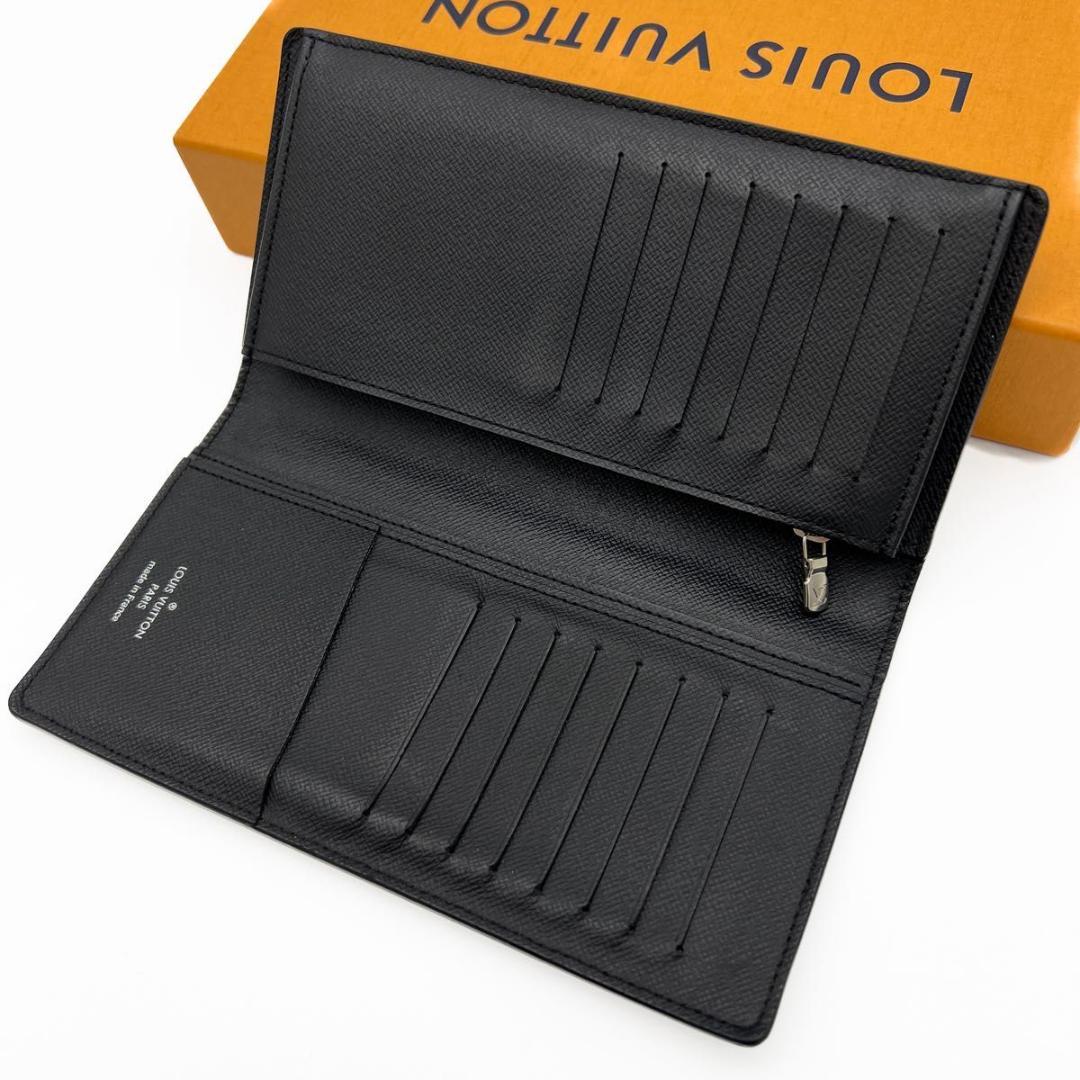【美品】新型 ヴィトン タイガ ポルトフォイユ ブラザ 長財布 黒 M30501