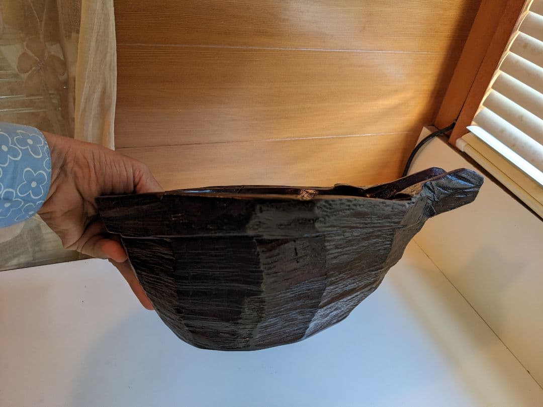 迫力のある片口　手彫り　くり抜き　酒器