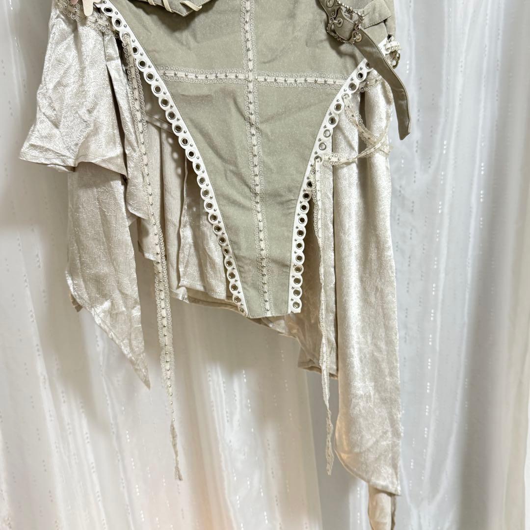 アシンメトリーベージュスカート ビンテージ風 パンク 非対称
