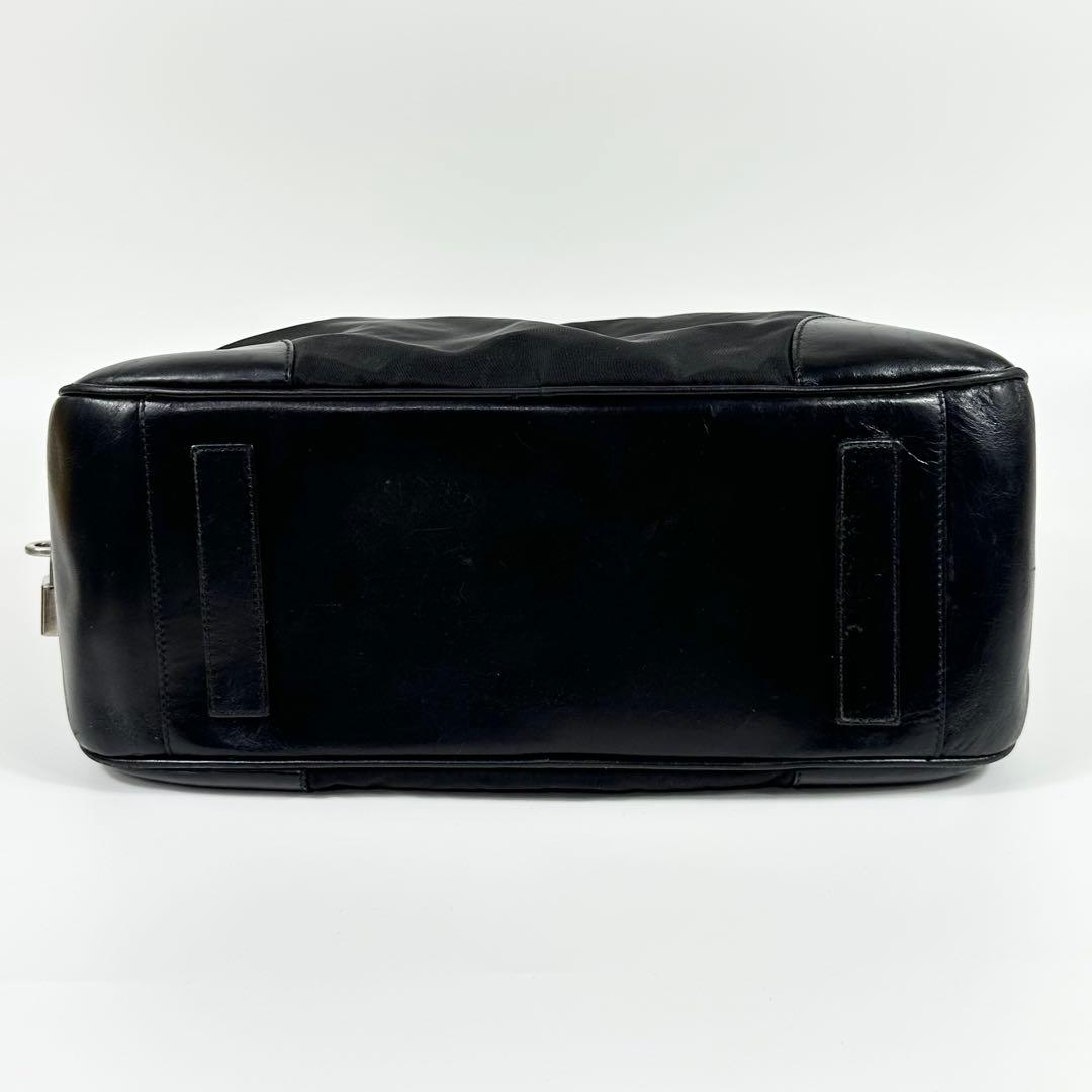 00AW PRADA レザーナイロンボストンバッグ 黒 3角ロゴ