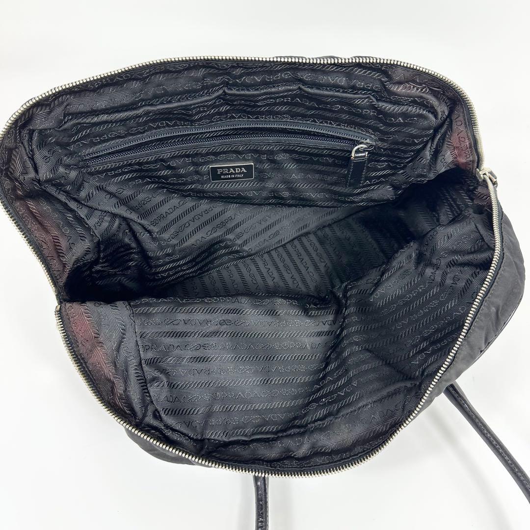 00AW PRADA レザーナイロンボストンバッグ 黒 3角ロゴ