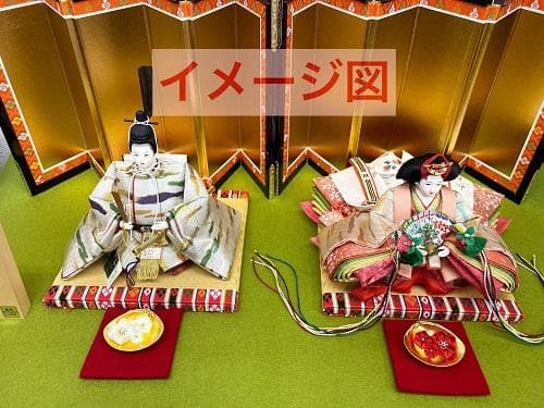 蛤香合 純金箔 つまみ細工 紅白お花3輪 芥子 雛人形の前飾り 手作り 日本製