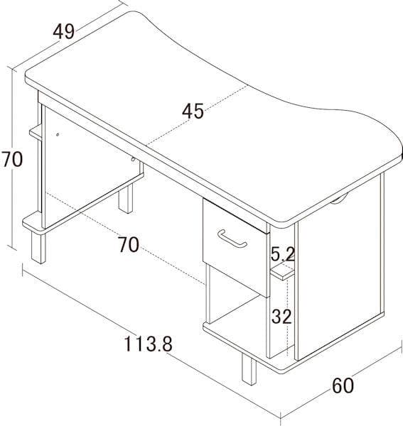 ネイルデスク幅113.8 ネイルサロン 店 ネイルショップ デスク 机（302）