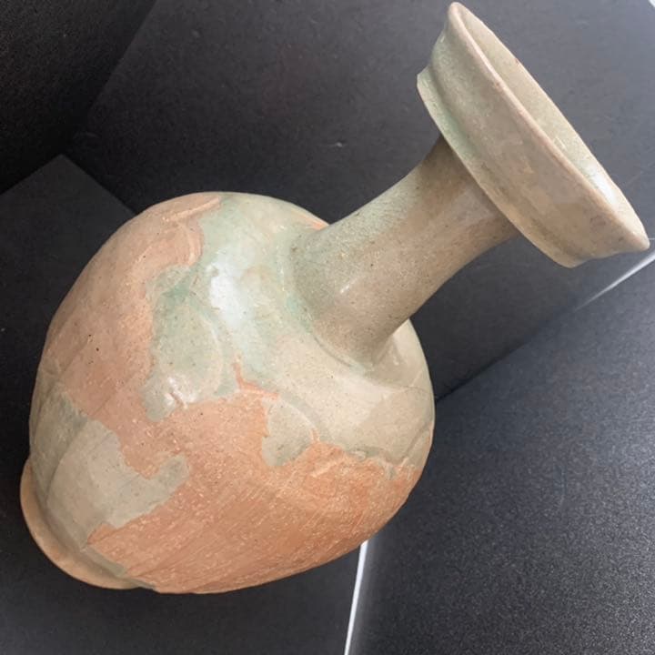 高麗青磁　盤口瓶　鎬広口瓶　須恵器　花瓶　オブジェ　李朝