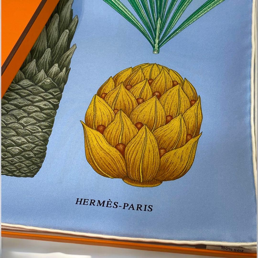 ［未使用］HERMES カレ90 ヤシの目録Index Palmarumスカーフ