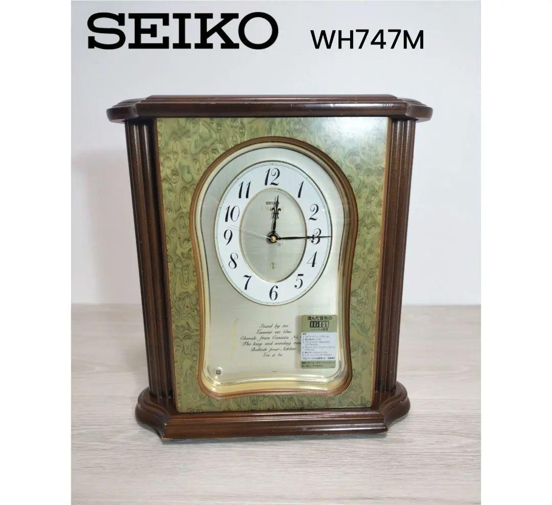 【希少品】SEIKO エンブレム HW474M 木製 置時計 電子オルゴール