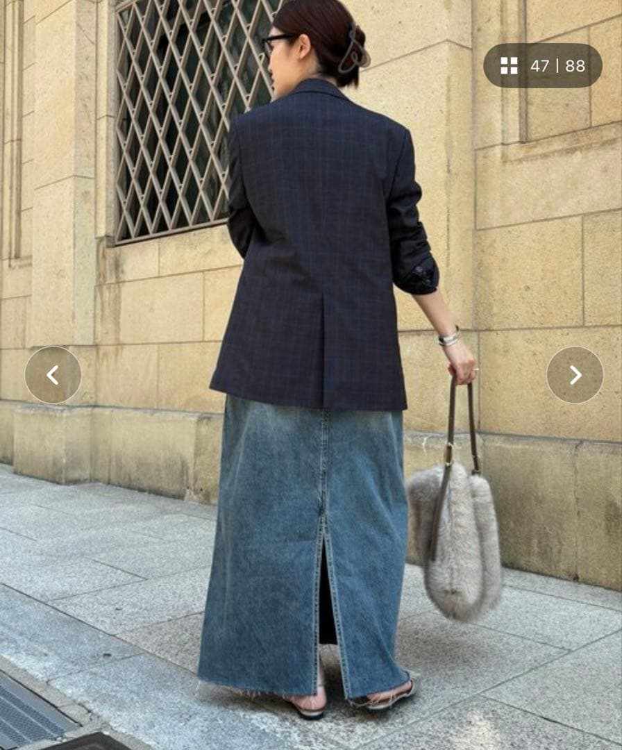 DouDou フリンジデニムジャンスカ