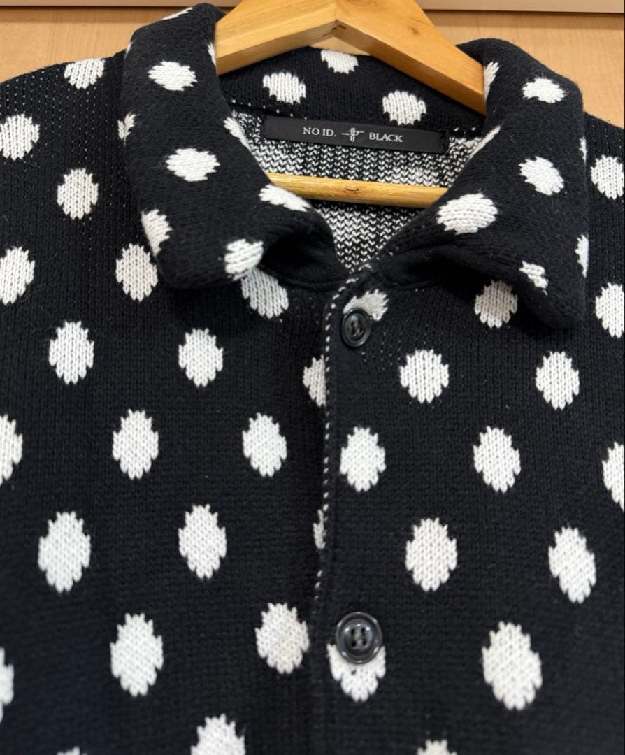 NO ID. BLACK ドット柄 ロングカーディガン コットン Size2