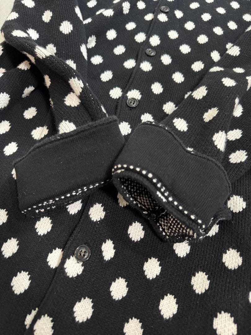 NO ID. BLACK ドット柄 ロングカーディガン コットン Size2