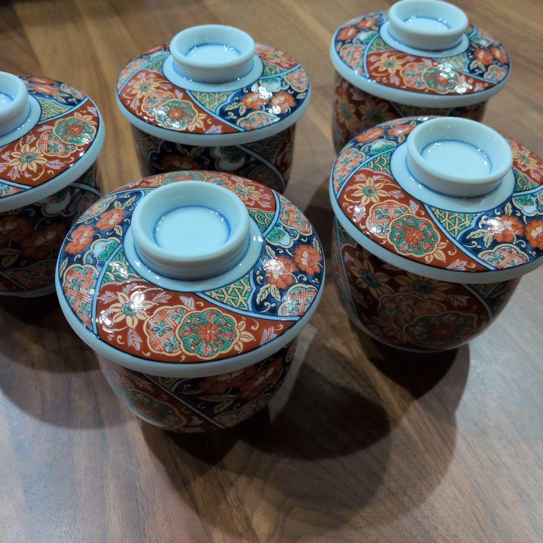 希少 金彩 祥楽 茶碗蒸し 蒸し碗 5個 5客 有田焼 林斎