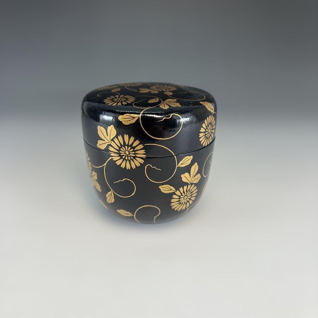 【茶道具】坂下雄峰造　淡々斎好写　菊唐草蒔絵　大棗（共箱）★送料込★