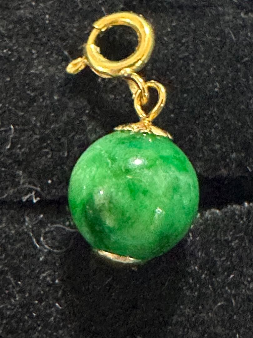 金18 Kゴールド金製、天然本翡翠(A貨)チャーム.ペンダント￼兩用