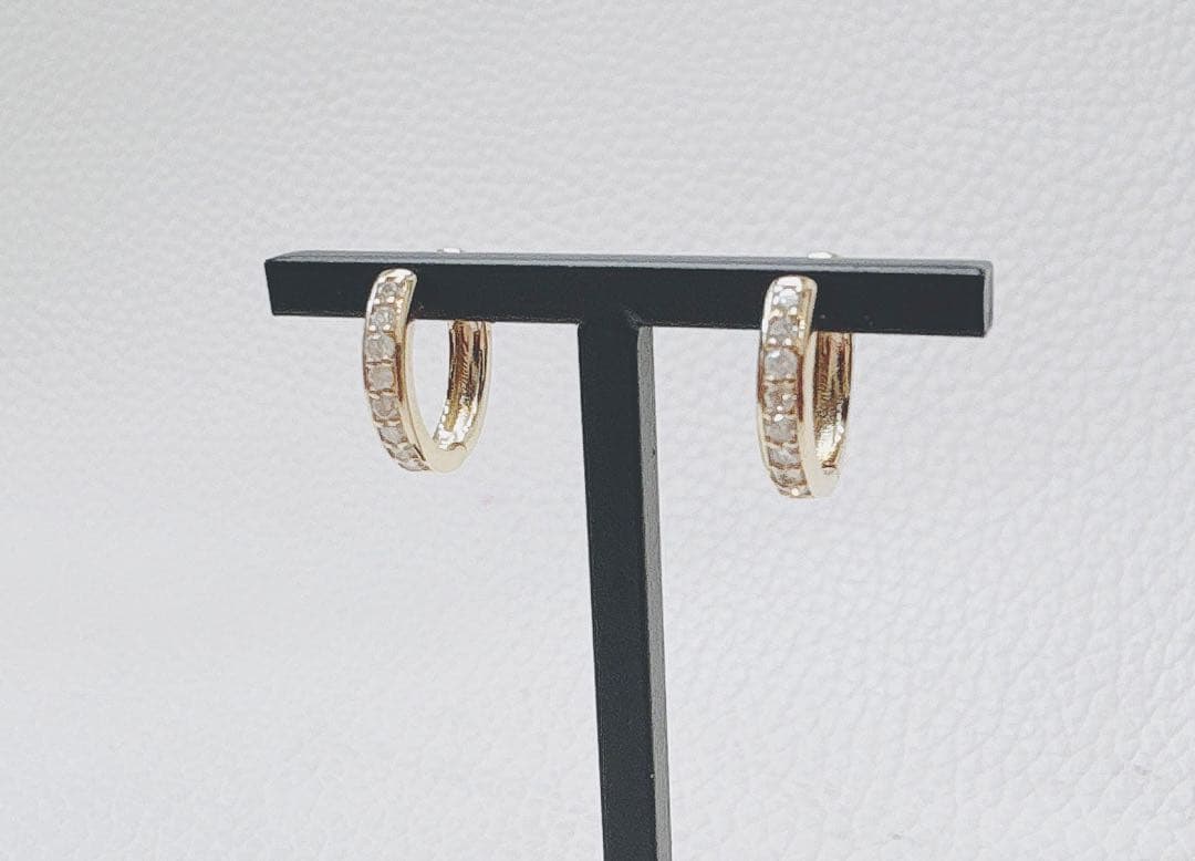 K10 10金　ダイヤモンドフープピアス