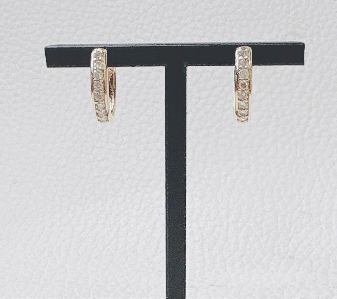 K10 10金　ダイヤモンドフープピアス