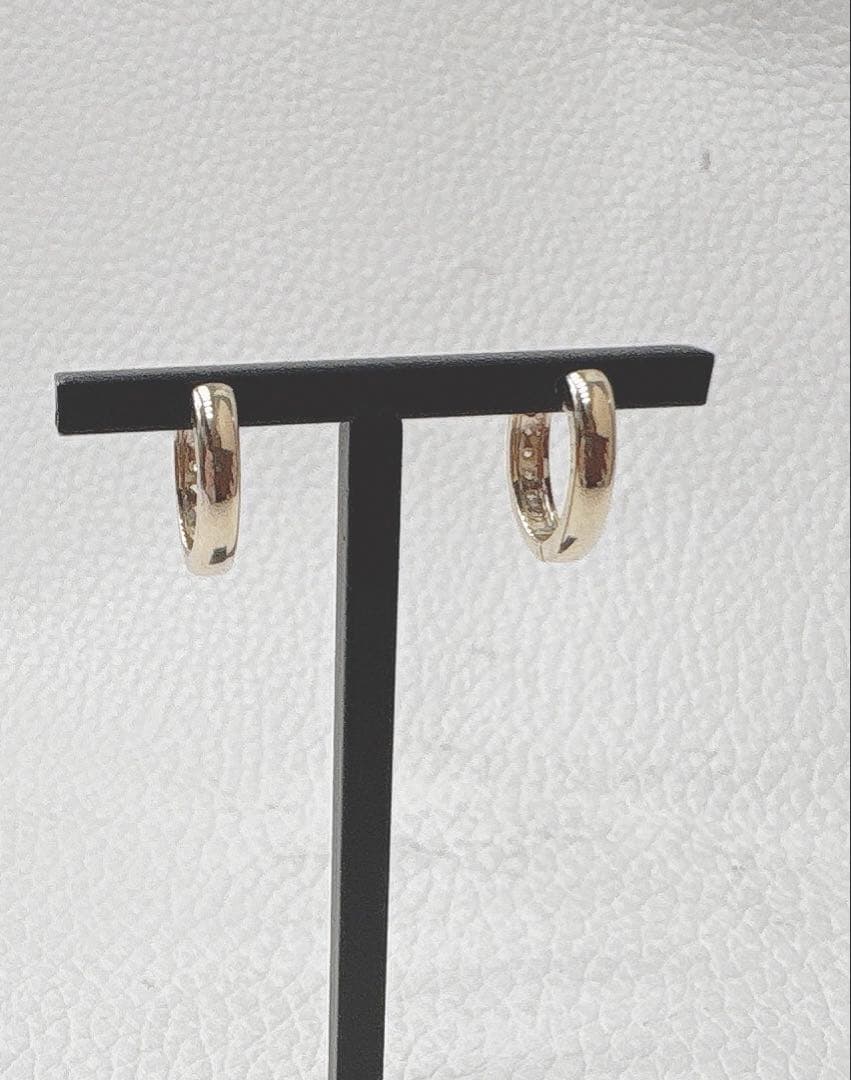 K10 10金　ダイヤモンドフープピアス