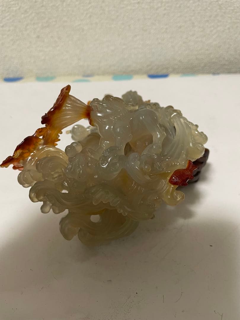 中国美術　置物　玉石　瑪瑙　メノウ　美しい彫刻