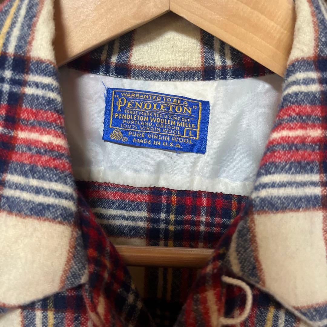 pendleton 70s オープンカラー ウールボードシャツ オンブレ