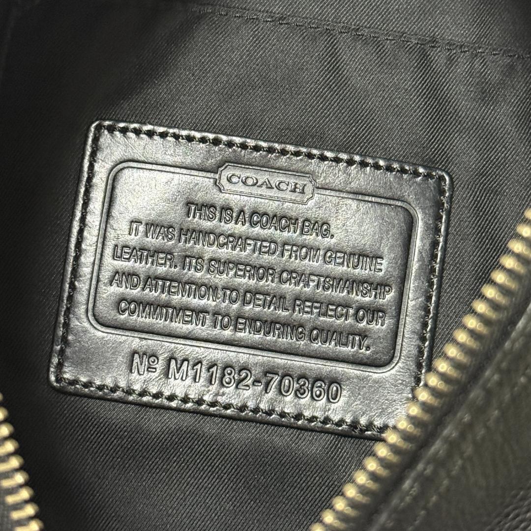 【美品✨】コーチ トンプソン ショルダーバッグ レザー ブラック 黒 チャーム付