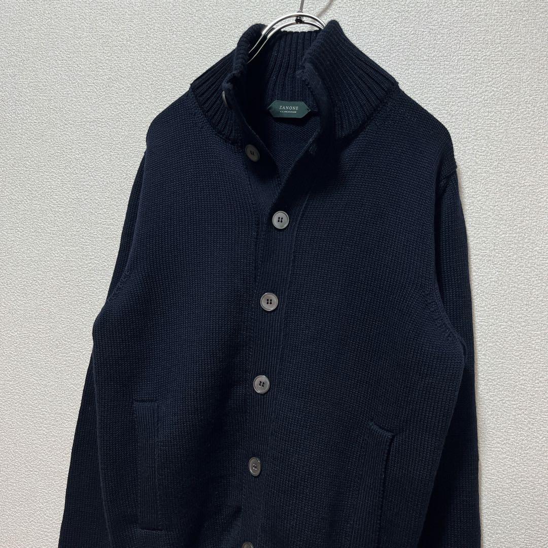 【極美品】ZANONE スタンドカラーカーディガン CHIOTO ネイビー 46