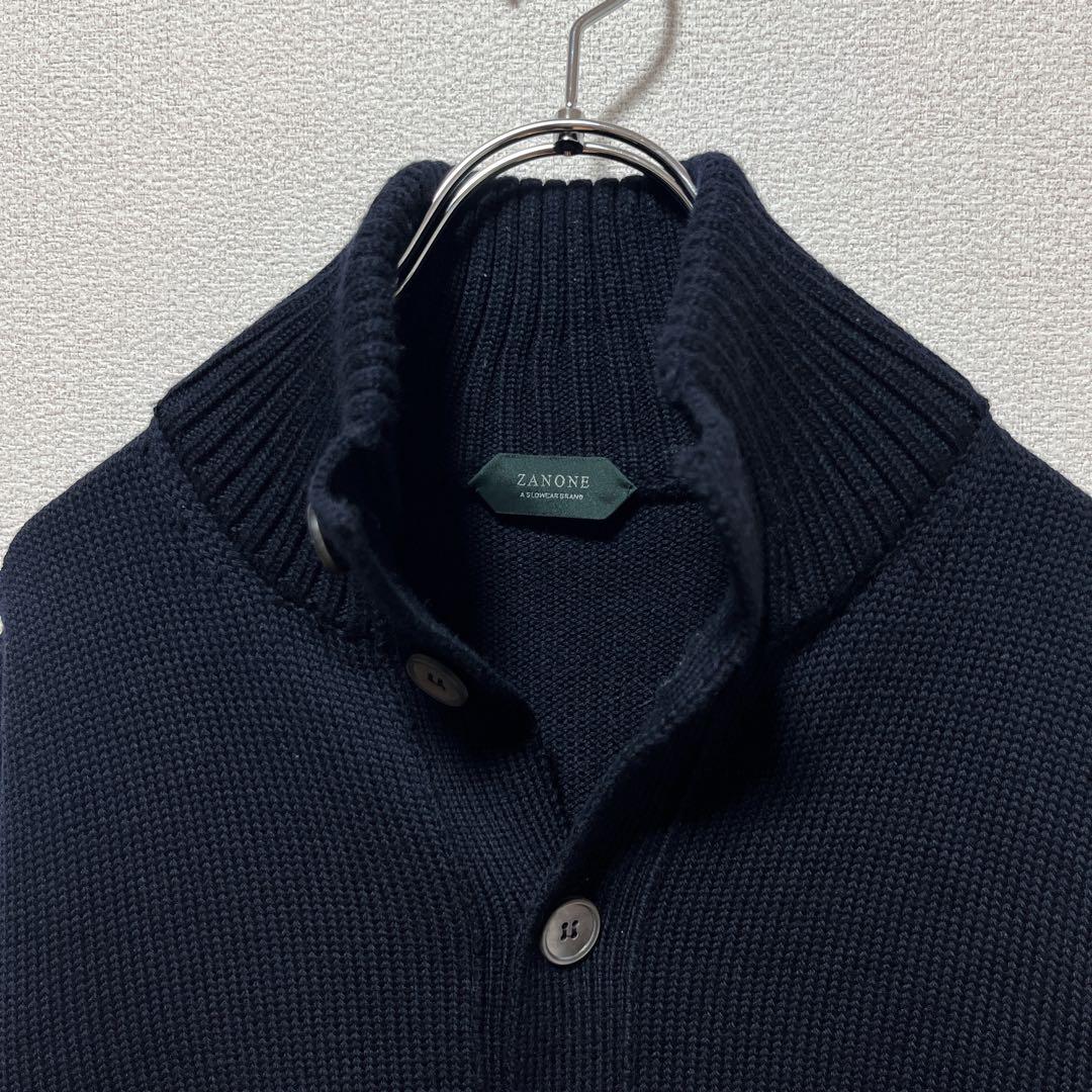 【極美品】ZANONE スタンドカラーカーディガン CHIOTO ネイビー 46