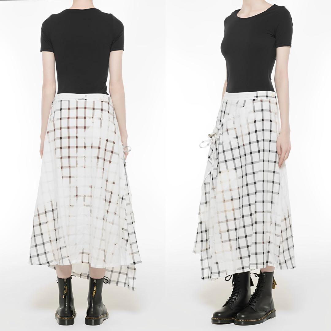 Y's ワイズ SMOKE BLEACH CHECK SKIRT 1
