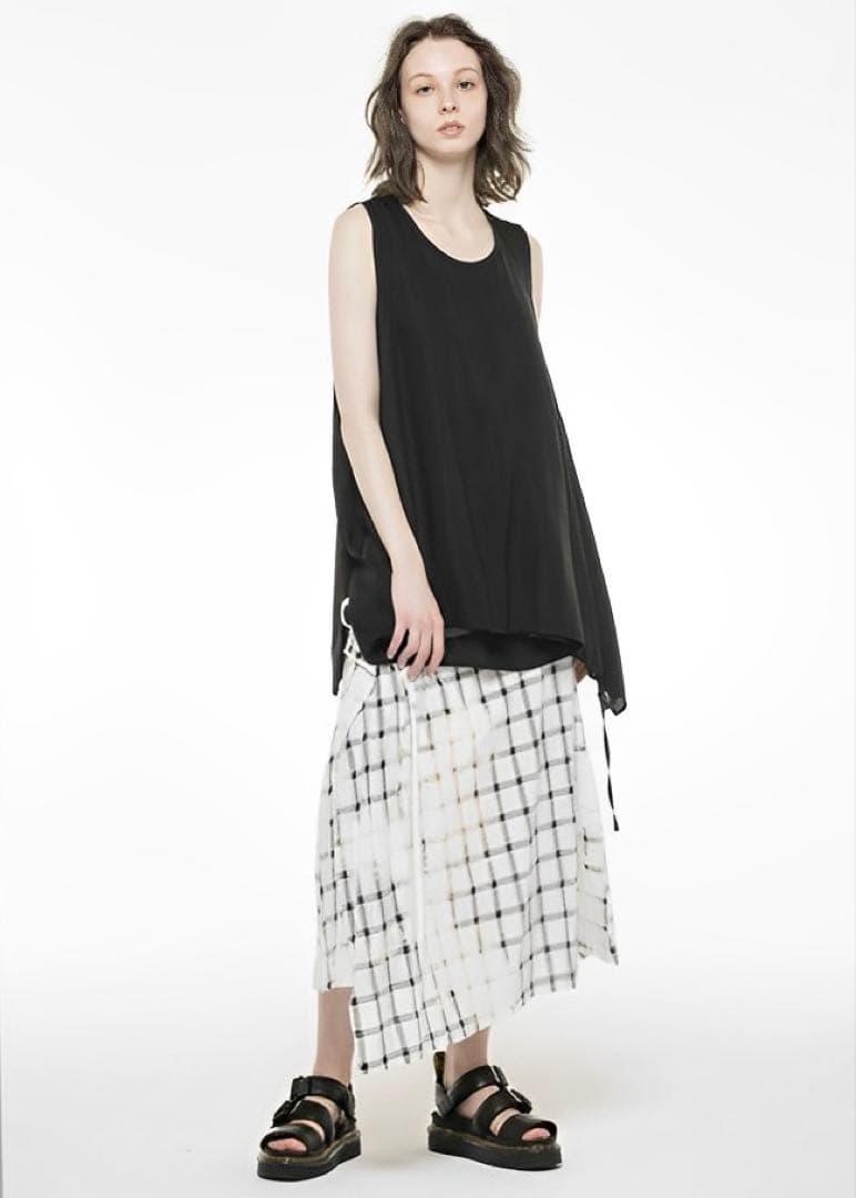 Y's ワイズ SMOKE BLEACH CHECK SKIRT 1