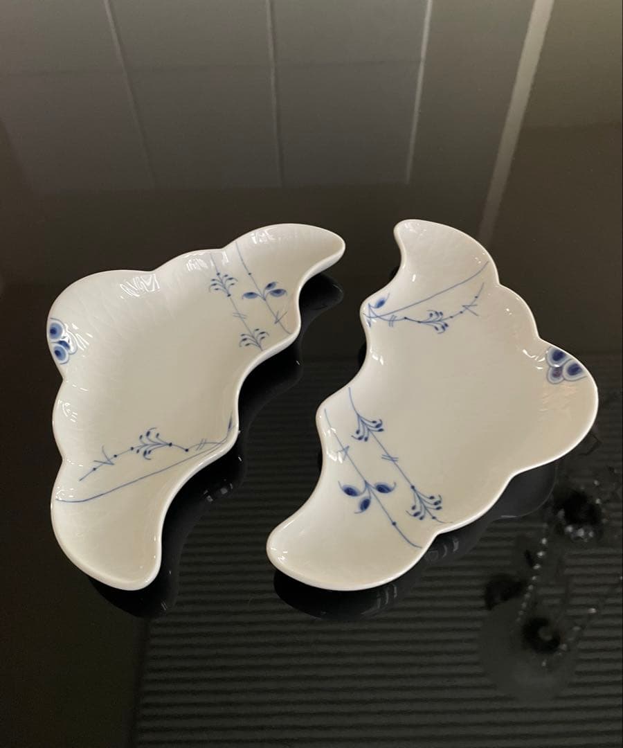 【未使用美品】ロイヤルコペンハーゲン ブルーパルメッテ クレセントディッシュ2枚
