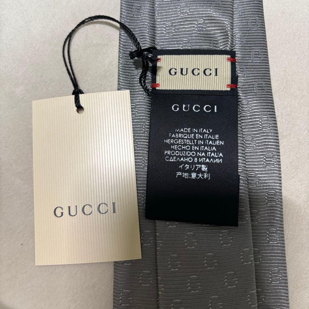 GUCCI グレー ストライプ ネクタイ 新品タグ付