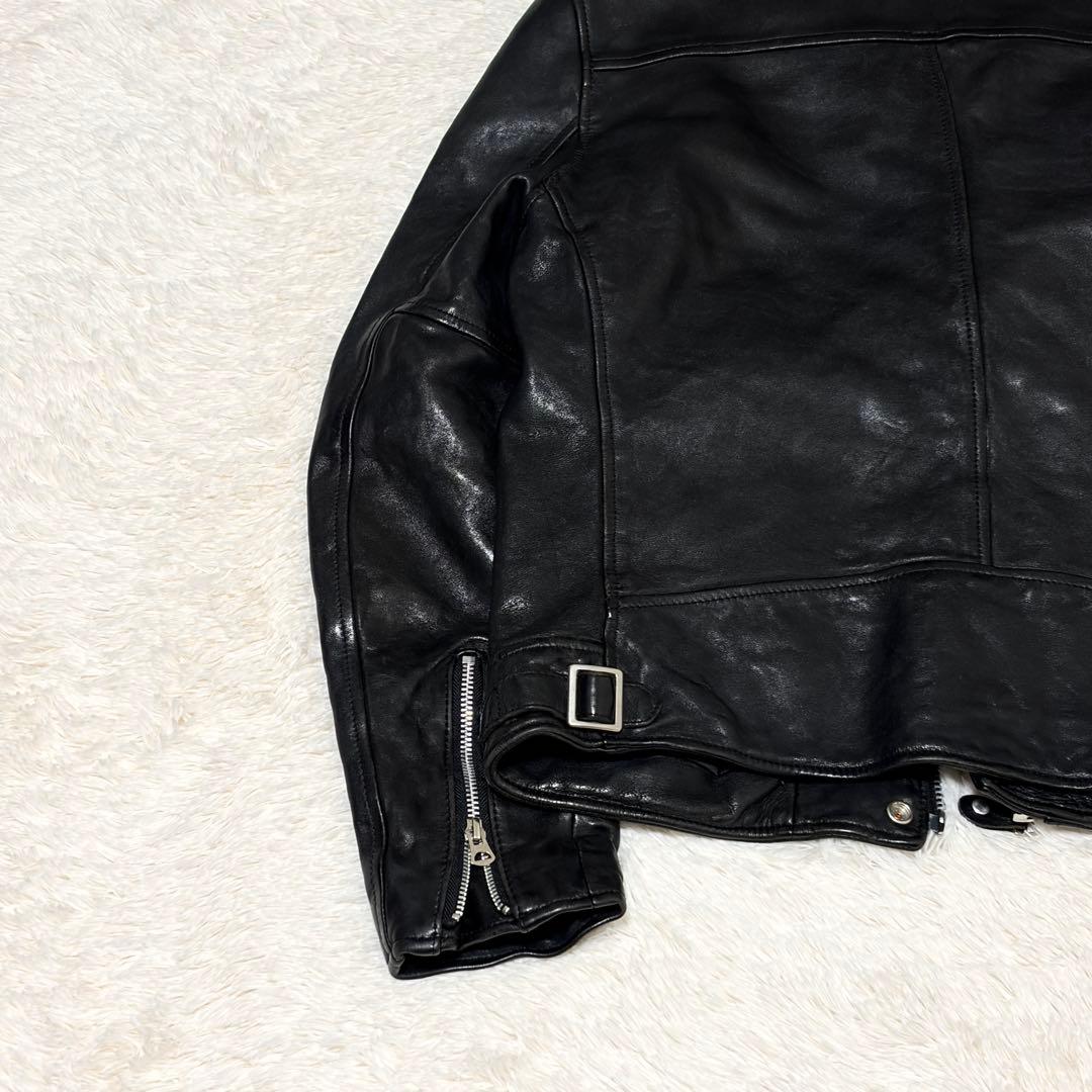 美品✨Schott ダブルブレスト ライダースジャケット ラムレザー