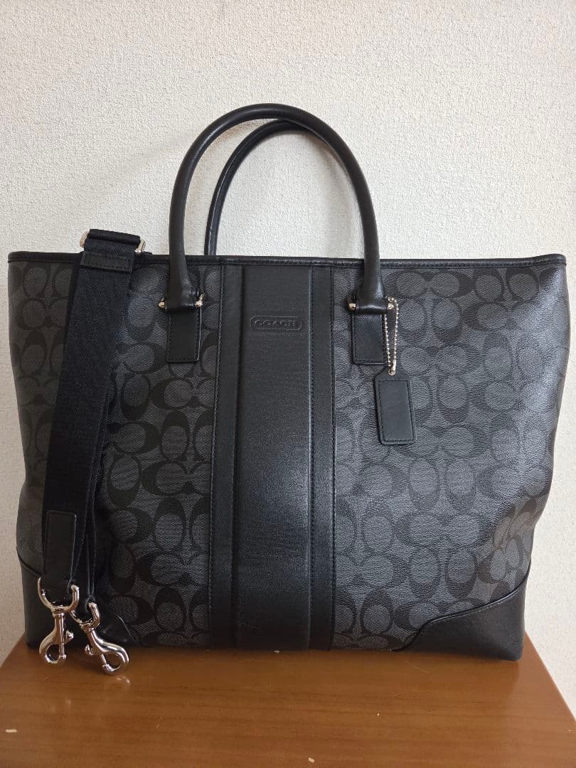 【極美品】COACH トートバッグ シグネチャー ブラック 2WAY 大容量