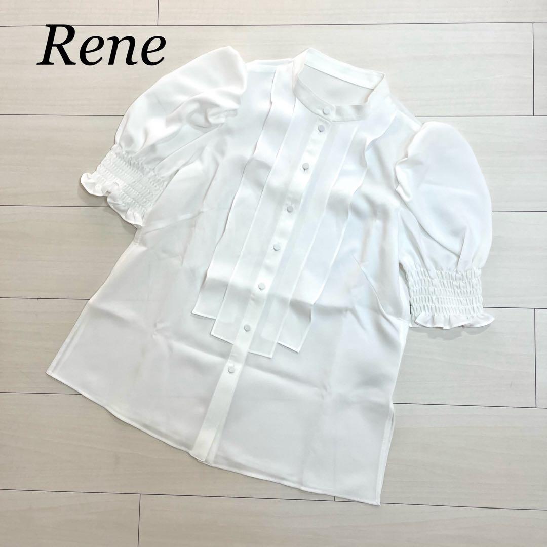 極美品 Rene ルネ　シャーリングハーフスリーブブラウス　フリル　M　近年