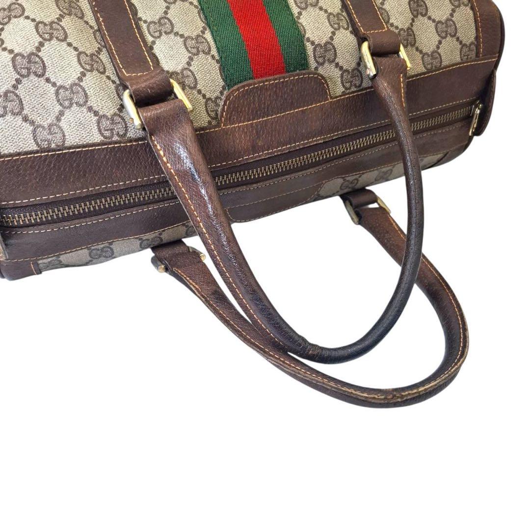 OLD GUCCI ミニボストン ハンドバッグ GG柄 シェリーライン　0138