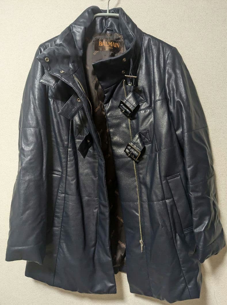 レザーコート　バルマン　BALMAIN　9号　ダウンコート　ピエール・バルマン
