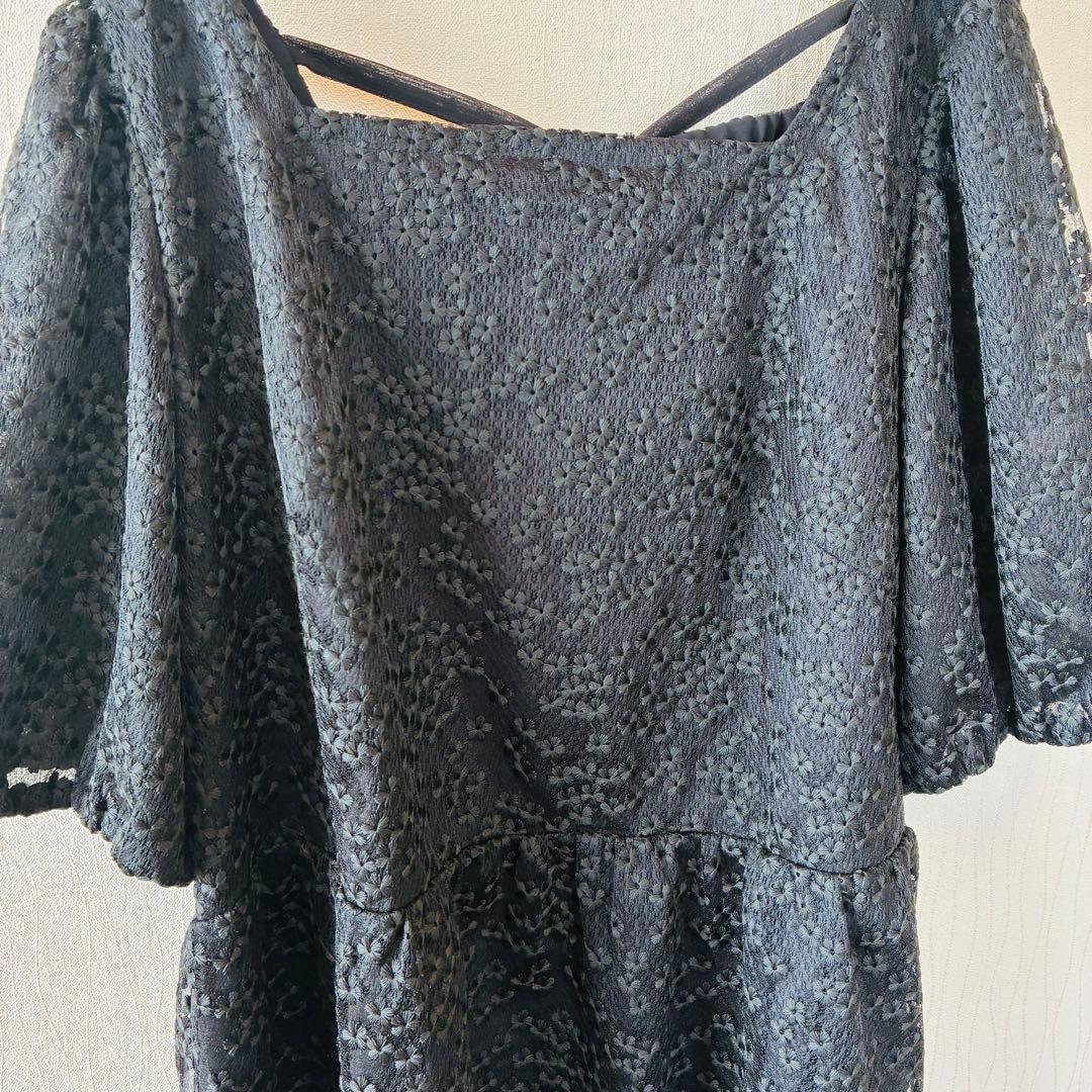 【美品】 ローズティアラ 3XL 46 大きいサイズ トップス チュニック 黒