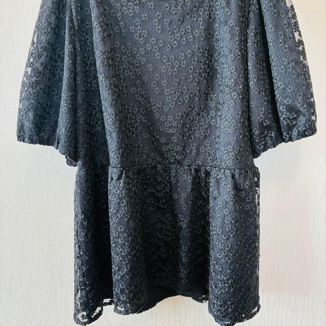 【美品】 ローズティアラ 3XL 46 大きいサイズ トップス チュニック 黒
