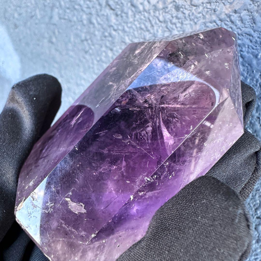 虹入り水晶☆レインボー☆アメトリン 六角柱 パワーストーン天然石 原石A1391