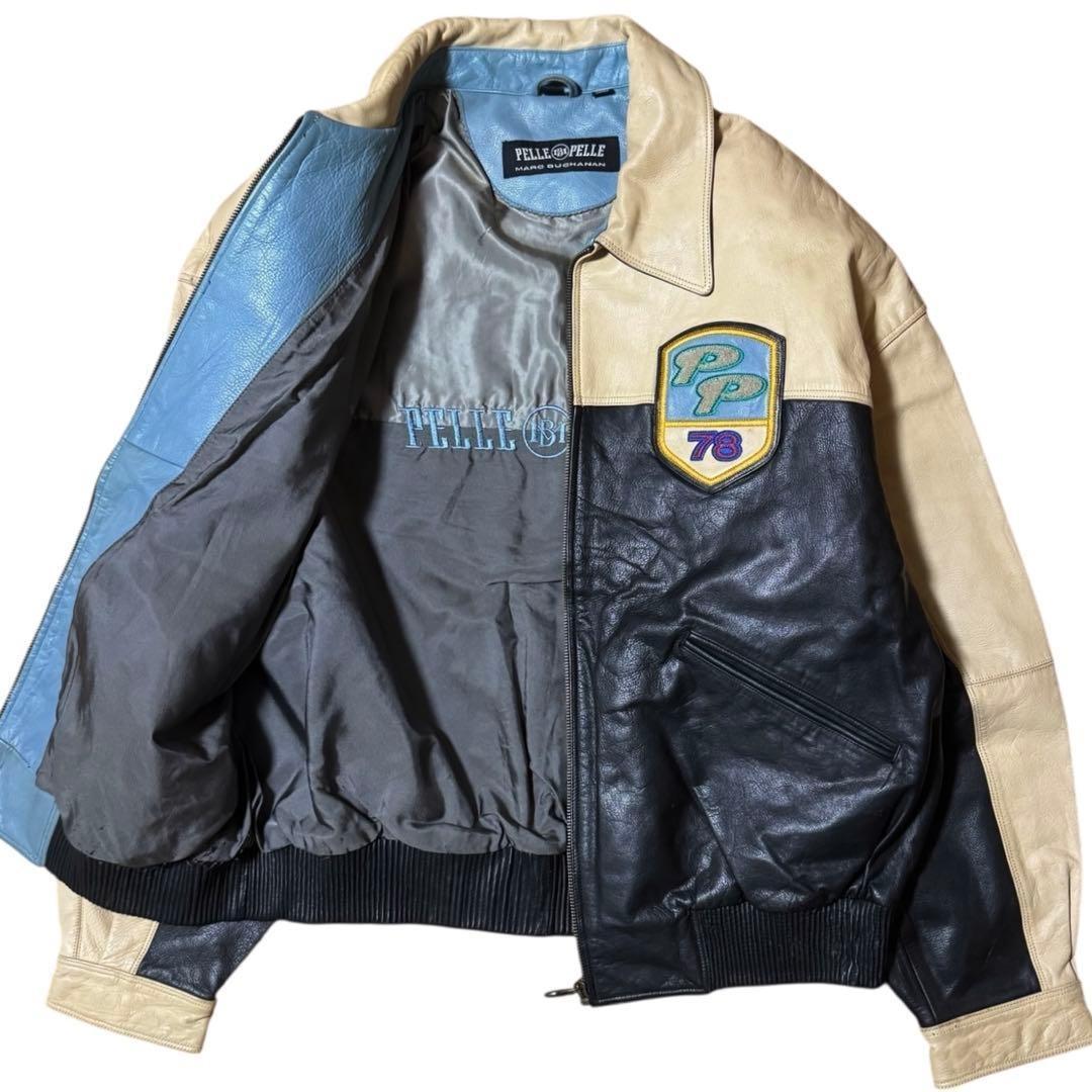 サイズ44 Pelle Pelle バックロゴ 短丈 オールレザージャケット