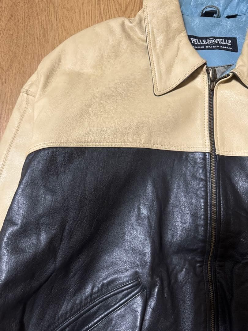 サイズ44 Pelle Pelle バックロゴ 短丈 オールレザージャケット