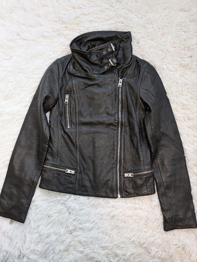 オールセインツ　ダブルライダースジャケット　羊革　本革　サイズ4