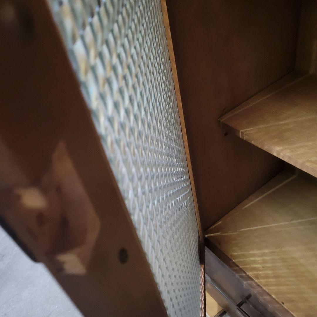 昭和レトロ 木製 食器棚 ガラス扉 収納棚 キャビネット 古家具
