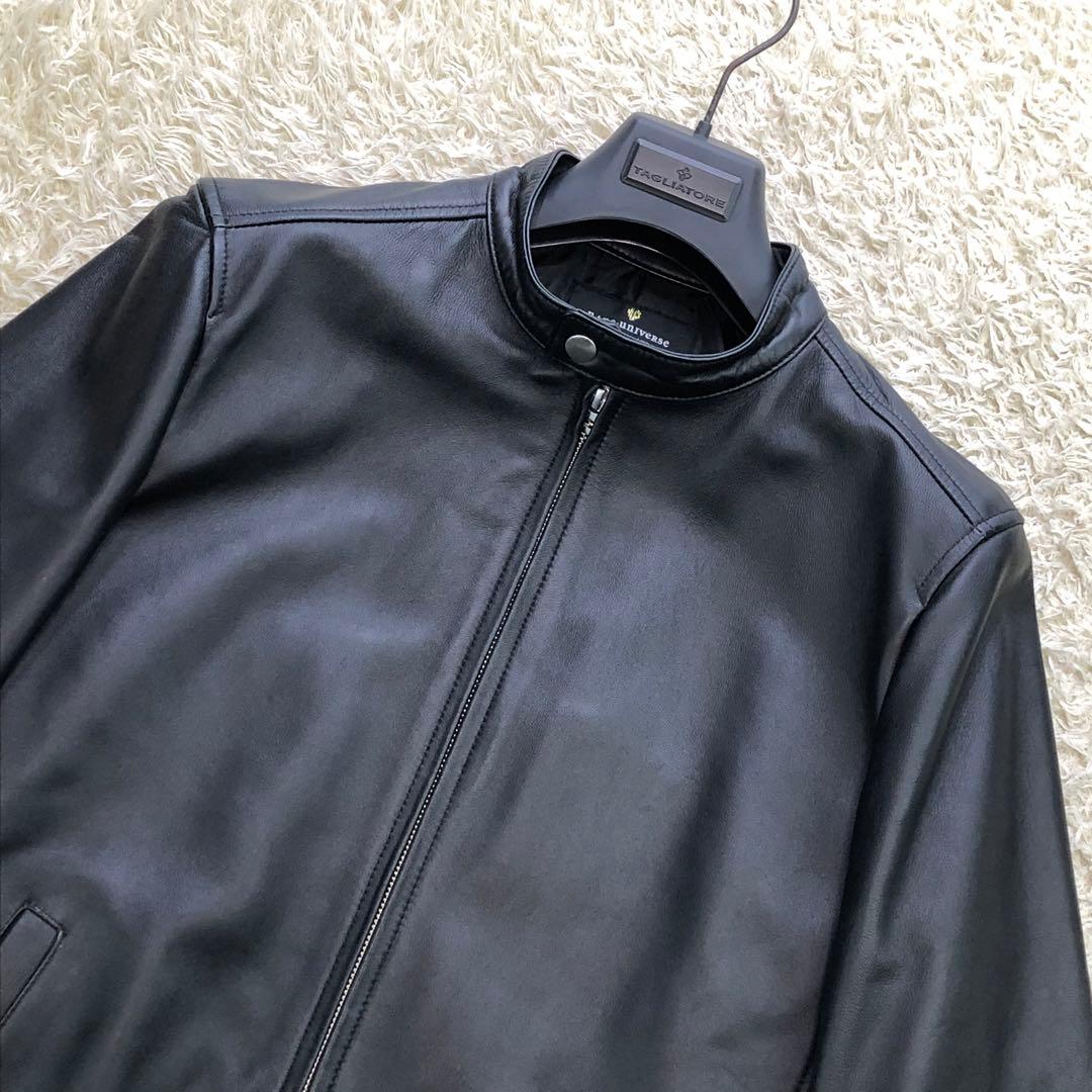 美品⭐ナノユニバース シングル ライダース 羊革 ラムレザー L ブラック 黒